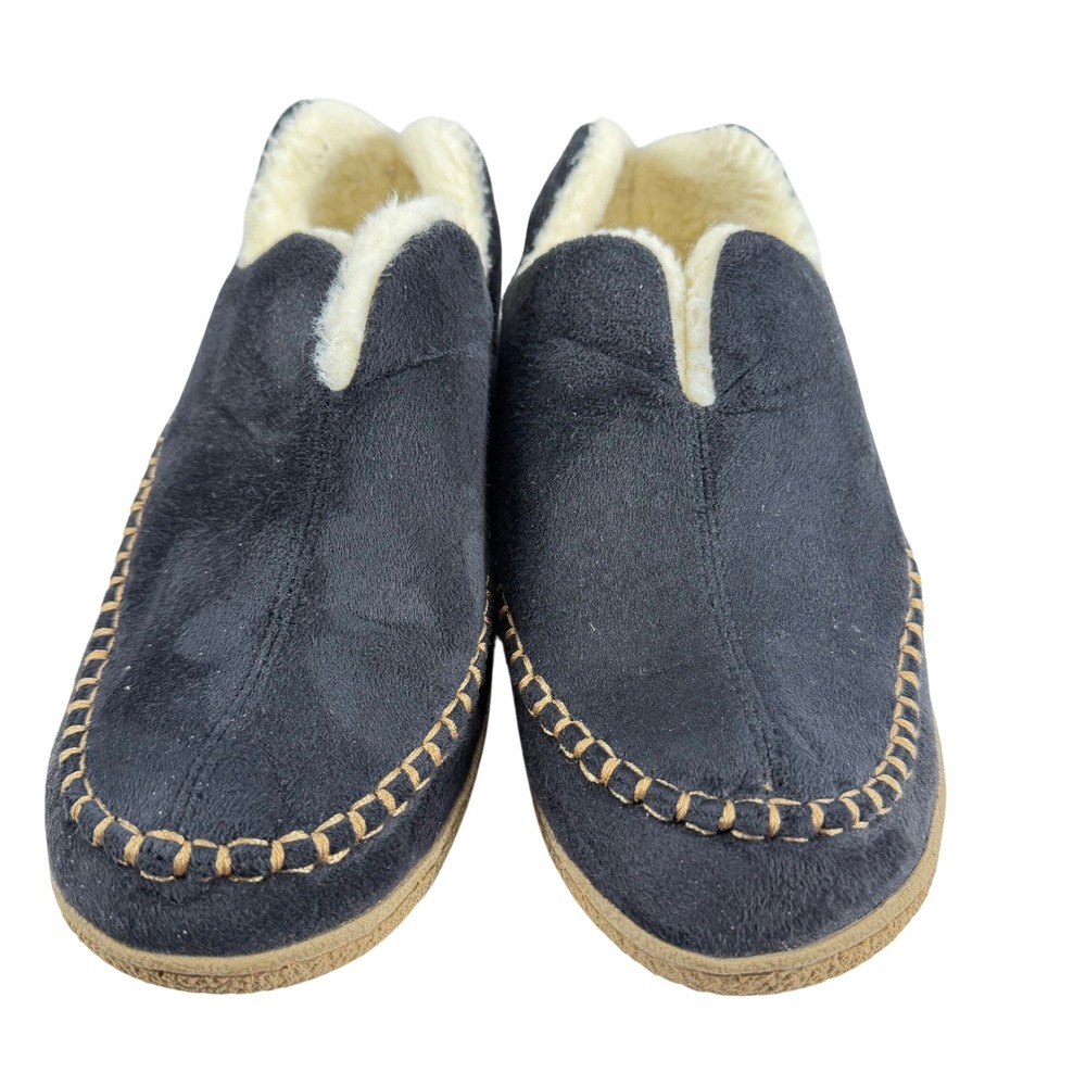 Wishcotton‎ Womens Black MicroSuede Moccasin Slippers Faux Shearling Lined Sz 8